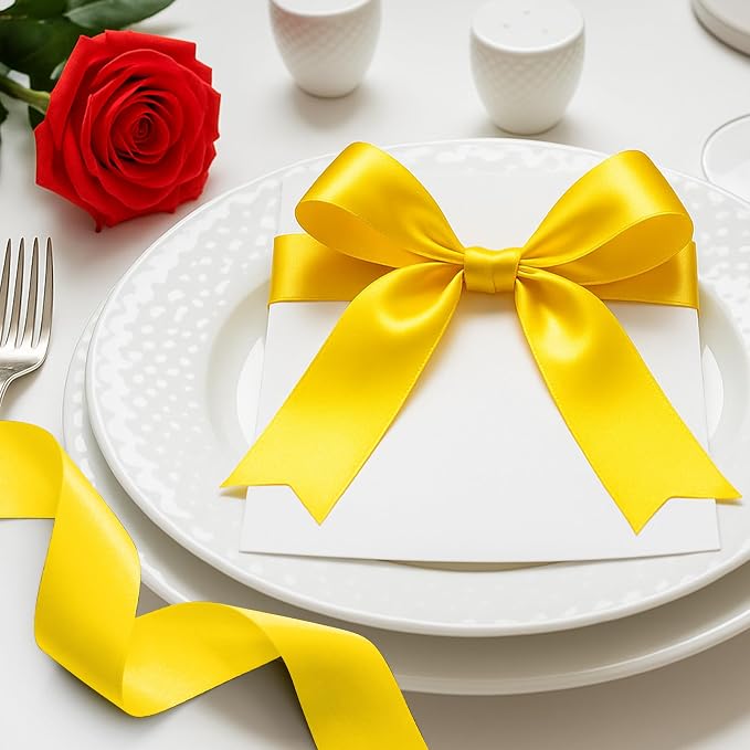 30Yards 1 1/2In Yellow Ribbon for Gift Wrapping Birthday Christmas Party | - Image 8