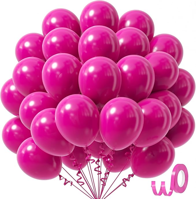 Hot Pink Balloons 12 inch, Hot Pink Latex 50pcs Party Balloons | Wedding by Awenztech