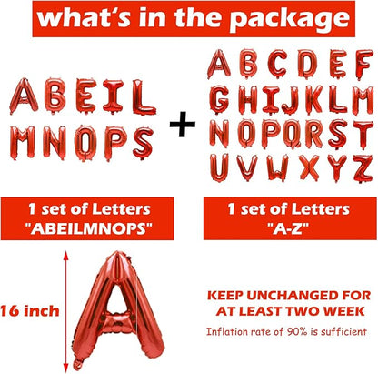 36 Pcs Red Letter Balloons, Custom A-Z Set - Image 3