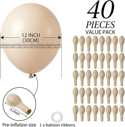 40pcs White Sand Balloons 12 Inch, Matte Neutral Cream Beige Latex Balloons | - Image 2