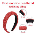 Red Sparkle Headband for Women Bling Wide Headbands Fashion Glitter Head Band Comfortable High Elastic Hairband Hair Hoop Hair Accessories for Women