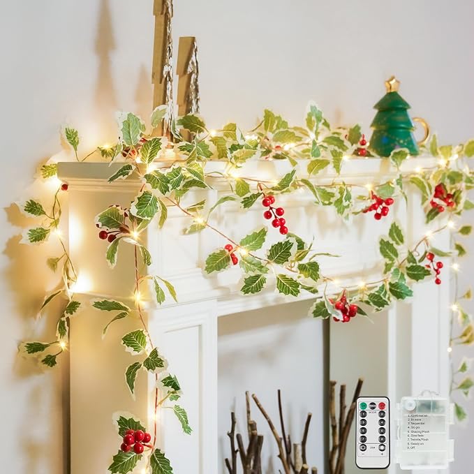 40 LED Christmas Fairy Lights Battery Powered, 12.5ft Vine String Lights by SUDDUS