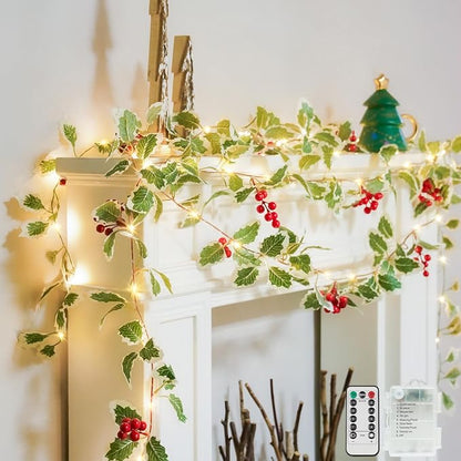 40 LED Christmas Fairy Lights Battery Powered, 12.5ft Vine String Lights by SUDDUS
