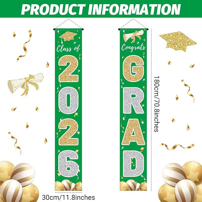 Graduation Decorations 2026, Class of 2026 Banner Congrats Grad | Porch Sign - Image 2