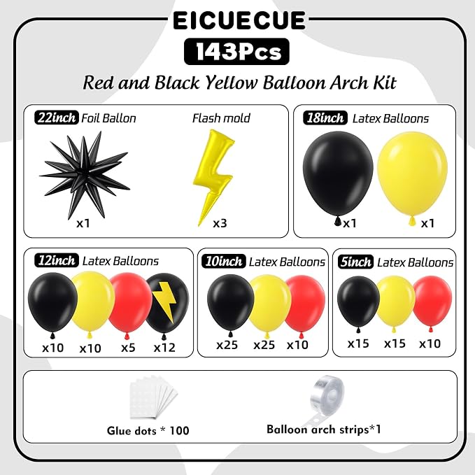 Red Black Yellow Balloons Garland Arch Kit - Image 3