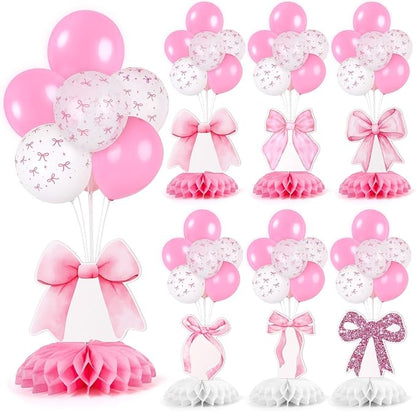 6 Set Pink Bow Birthday Decoration by Unknown