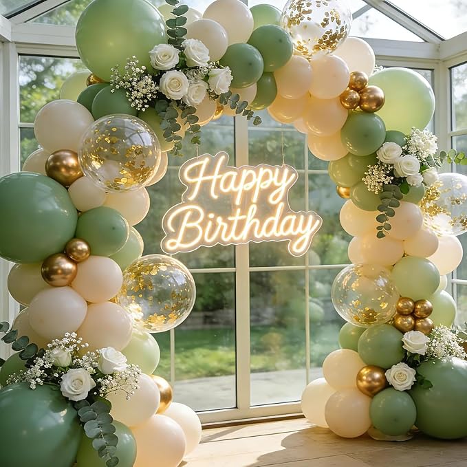 Sage Green and Gold Balloon Arch Kit 129 PCS | Boho Baby Shower Wedding Bridal by Vanjehou