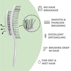 Ninabella Spiral Hairbrush - Detangle Hair Brush - For Brushing Wet or Blow Dry Hair - Detangler Vent Brush - Gray