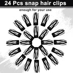 Chinco 24 Pcs Double Grip Hair Clips Metal Snap Clips Women Barrettes for Hair Making, Salon Supplies(Black,2.8 Inch)
