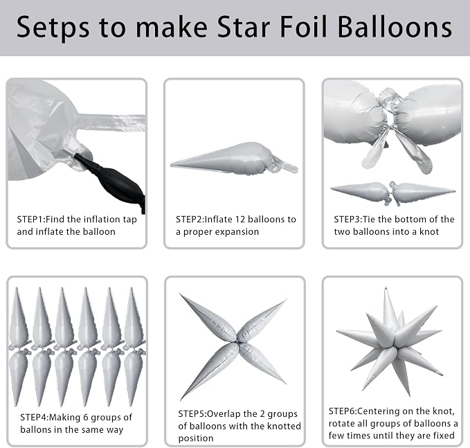 White Star Balloons Foil Explosion Mylar Baloons - Image 3