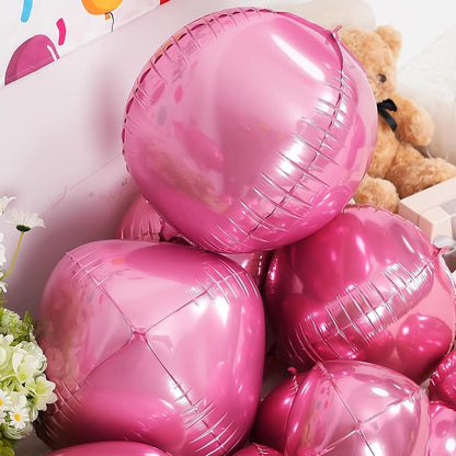 12Pcs Pink Round Foil Balloons, Metallic Pink Foil Balloon - Image 6