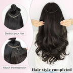 ALXNAN Clip in Hair Extensions,Dark Brown Long Wavy Hair Extensions Soft Synthetic Thick Hairpieces for Women 20 Inch
