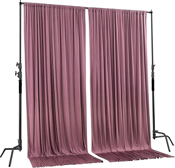 AK TRADING CO. 10 feet x 10 feet Dusty Rose Polyester Backdrop Drapes Curtains - Image 2
