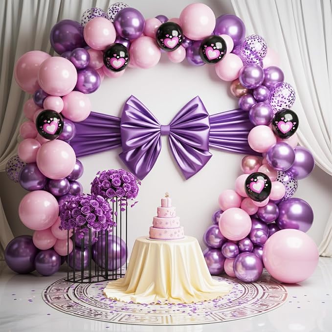 Pink Purple Black Balloons - Image 6