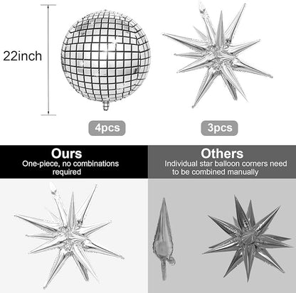 HILAVO 22 Inch Large 4D Metallic Silver Disco Ball Balloon - Image 5