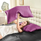 INFIIXSO Mulberry Silk Pillowcase for Hair and Skin, Silk Pillow Cases King Size with Hidden Zipper 20x40 Inches, Extraordinary Smooth and Soft Cooling Pillow Cases for Hot Sleepers(Purple, 1 Pack)