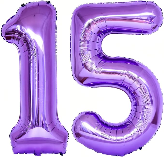 Number 15 Purple Balloons 40 Inch Giant Purple 15 Number Foil Helium Balloons by LHOAVWE