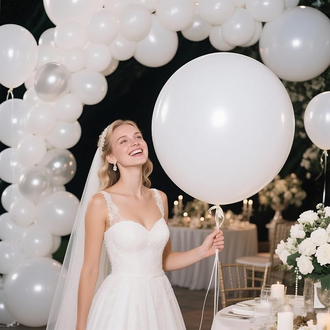 White Balloons 18 Inch 12 Pack Large Latex Party Balloons Round Helium Balloon - Image 6