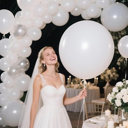 White Balloons 18 Inch 12 Pack Large Latex Party Balloons Round Helium Balloon - Image 6