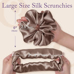 OLESILK Silk Scrunchies Oversized 100% Mulberry: Large for Long Thick Hair, Soft and Smooth for No Damage Hair Care Sleeping, Vintage Fashion