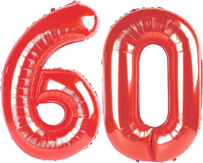 60 Balloon - Red Birthday Number Balloons, 40 Inch Decorations Men Women | Red by ALPHADELTAPI