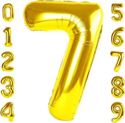 Number Balloon Gold Number 7 for 7 17 Birthday Party Decorations, 40 Inch | by Mluchee