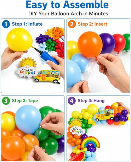 Back to School Balloon Arch Kit, Rainbow Balloons and Watermelon Balloons - Image 6