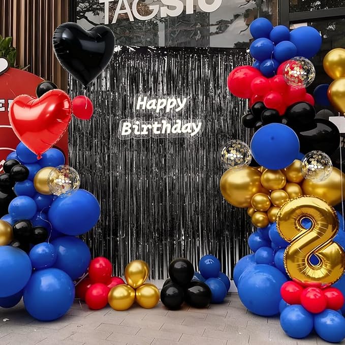 Black Gold Red Blue Balloons Arch Kit - Image 6