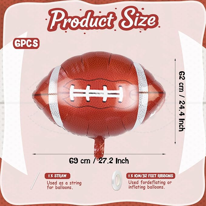 Biapian 26 Inch Football Balloons Set, Football Party Decorations - Image 2