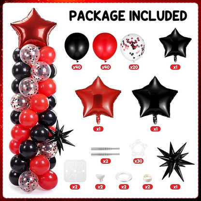 Skylety 2 Sets Red and Black Balloon Column Stand Kit Adjustable Red Black - Image 2