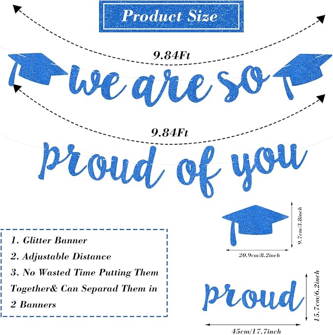 2026 Graduation Decorations Pre-Strung Blingbling We Are So Proud of You Banner - Image 7