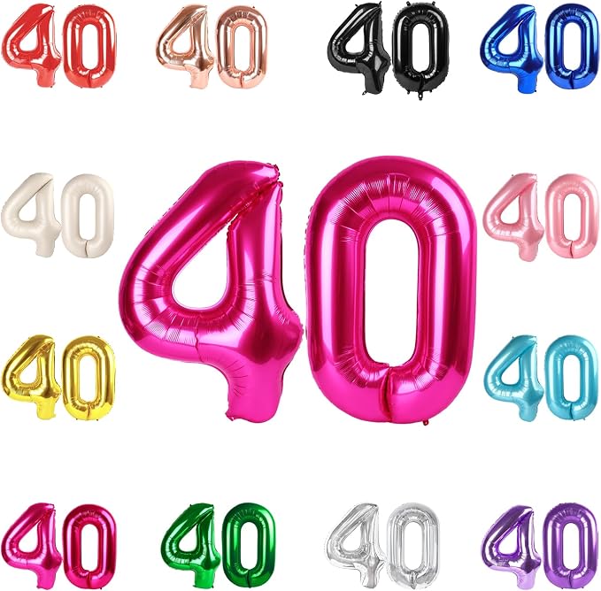 Hot Pink Number 40 Balloon 40 Inch by IWERP