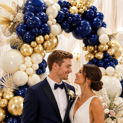 Navy Blue Gold Balloons Garland Arch Kit - Image 4