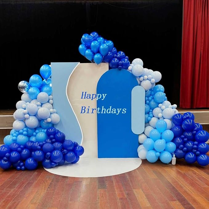 Blue Balloons, 12 Inch Double Stuffed Metallic Light Blue Mixed Latex Balloon - Image 5