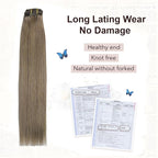 XDhair Clip in Hair Extensions Human Hair,120g 22 Inch Ash Brown Clip in Hair Extensions Straight Remy Hair for Women 6 Pieces (#8,22Inch)