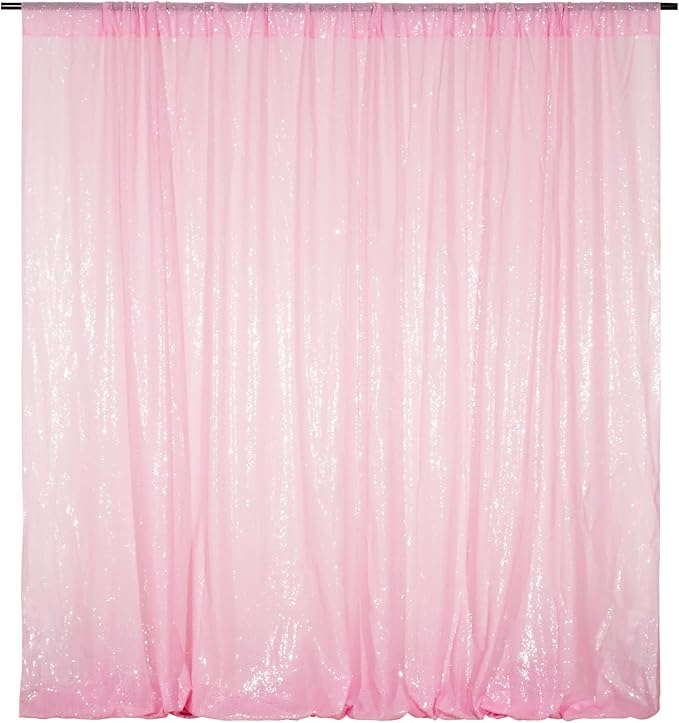 Poise3EHome Pink Sequin Backdrop, 8FT x 10FT Sequin Photography Backdrop Curtain by Poise3EHome