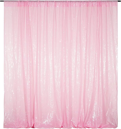 Poise3EHome Pink Sequin Backdrop, 8FT x 10FT Sequin Photography Backdrop Curtain by Poise3EHome
