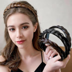 2PC Braided Headband with Tooth – Wide Faux Hair Braid Wig Hairband, Messy Fishbone & Geflochten Haarband Shape – for Women Fashion Accessories for Oktoberfest, Wedding, Parties, Comb Fit(Light Brown)