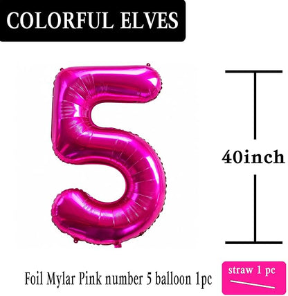 Pink Number 5 Balloons | 40 Inch, Foil Mylar - Image 2