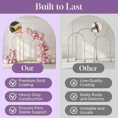 3 Pack Gold Metal Arch Backdrop Stand Set - 6FT - Image 7