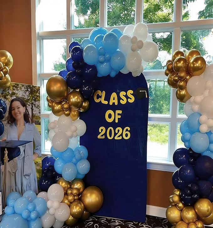 Navy Blue Gold Party Balloons - Image 3