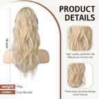 FLUFYMOOZ Ponytail Extension, 18 Inch Claw Clip Ponytail Extension, Wavy Curly Claw Clip in Ponytail Hair Extensions, Natural Fake Ponytail Synthetic Hairpiece for Women (Cool Blonde)