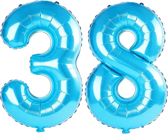 40 Inch Number 38 Balloons for 38th Birthday Party Decorations, 0-100 Jewelry by FOBELEC