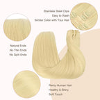 GOO GOO Clip in Hair Extensions Real Human Hair, Remy Human Hair Extensions Clip ins for Women, Natural Human Hair, 20inch 110g 7Pcs, 22F Light Golden Blonde