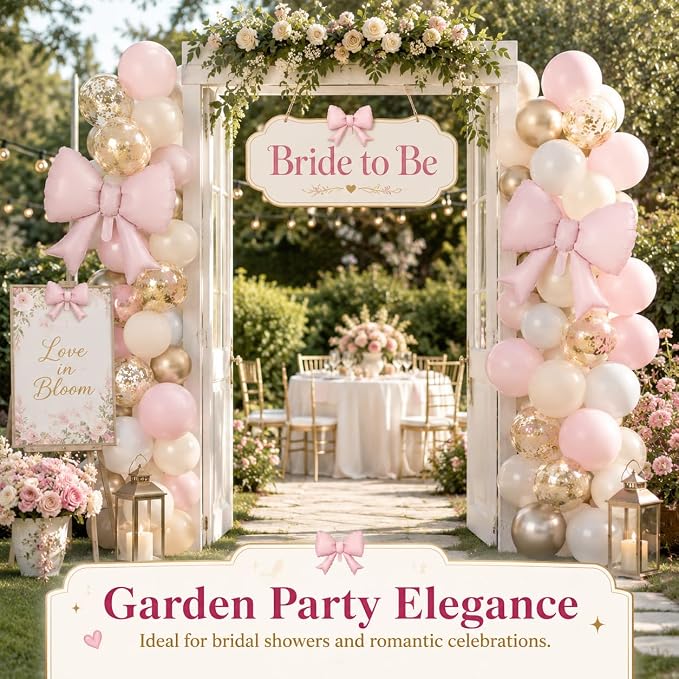 Pink Gold Balloons, 12 Inch Pastel Pink Metallic Gold Balloon - Image 3