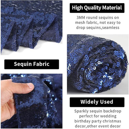 Hahuho Navy Sequin Backdrop Curtain, Party Decoration（2 Panels, 2FT x 8FT - Image 3