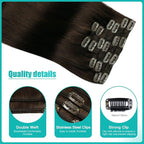 SURNEL Clip in Hair Extensions Real Human Hair 6pcs 18inch 120g Dark Brown Clip in Hair Extensions (#2,18'')