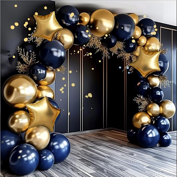 Royal Blue and Gold Balloon Garland Arch Kit - Image 4