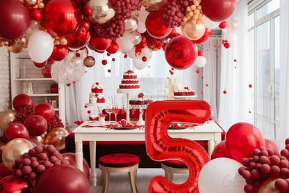 40 Inch 5 Red Number Balloons Mylar Foil Balloons 5st Birthday Party Decor | - Image 4