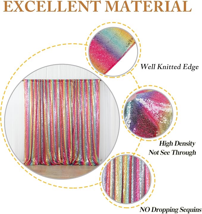 ShinyBeauty 7FTx7FT Glitter Rainbow Backdrop - Image 4